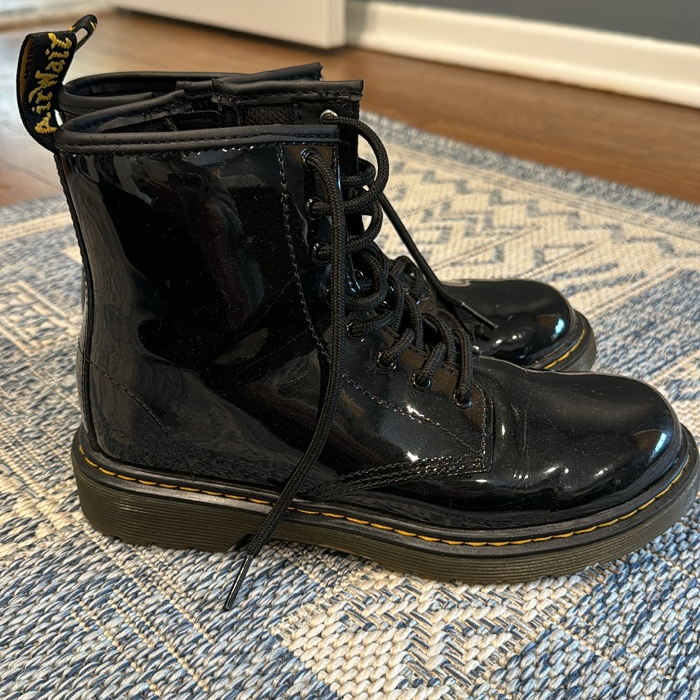 Girls black patent leather dr. martens boots